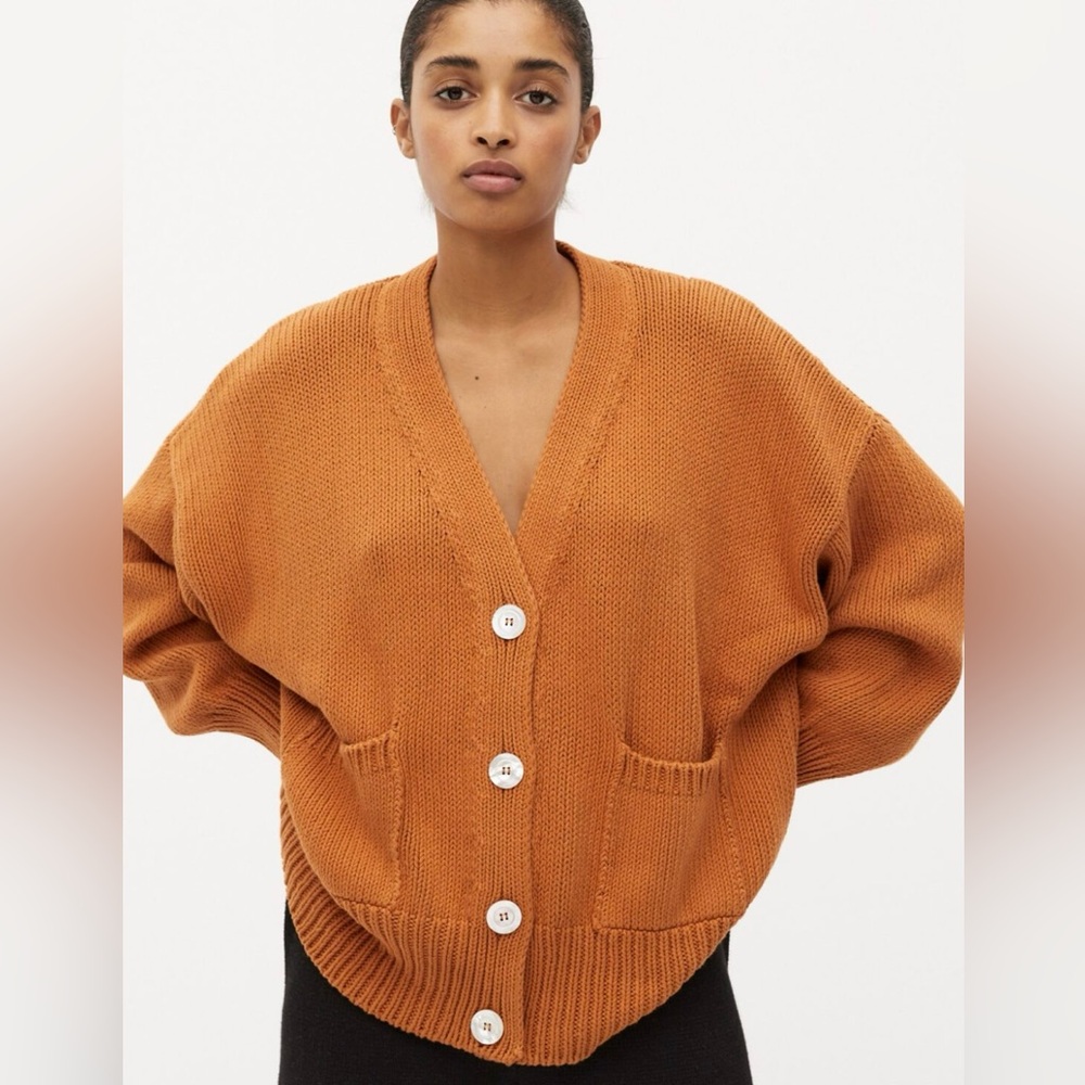 Babaa Oversized Knit Cardigan in Burnt Orange
